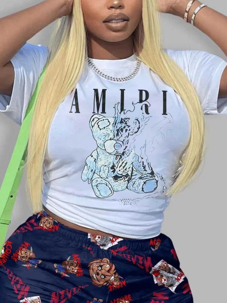 LW Plus Size Cartoon Letter Print T-shirt