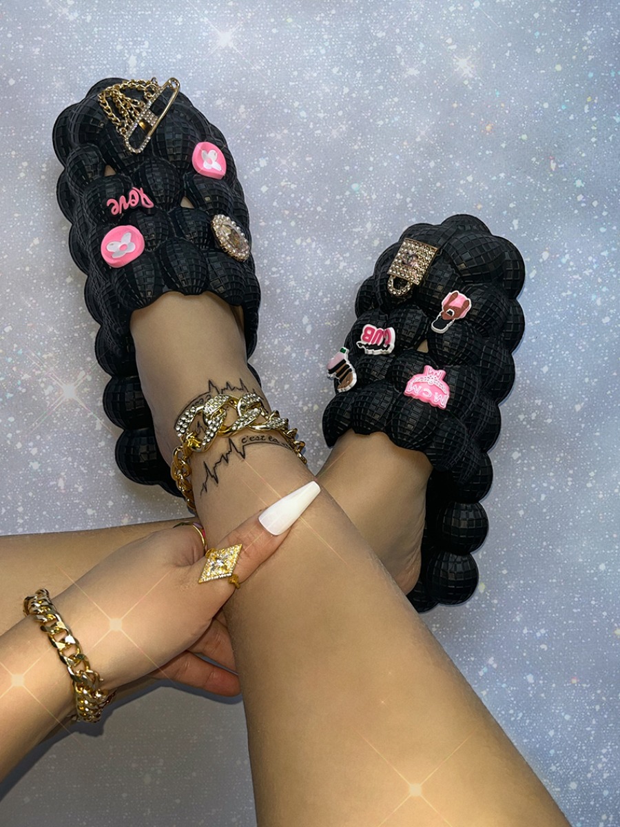LW Chain Letter Decor Bubble Slippers