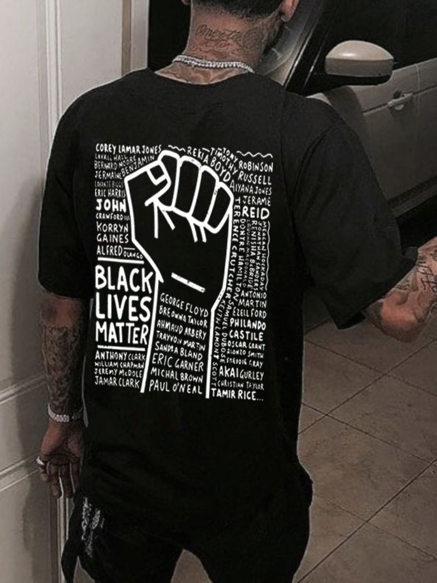 LW BASICS Men Black Lives Matter Palm Print T-shirt