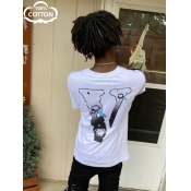 LW Men Cotton Gradient Letter Print T-shirt