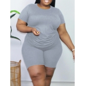 LW BASICS Plus Size Round Neck Regular Fit Shorts 