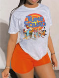 LW Cartoon Letter Print Shorts Set