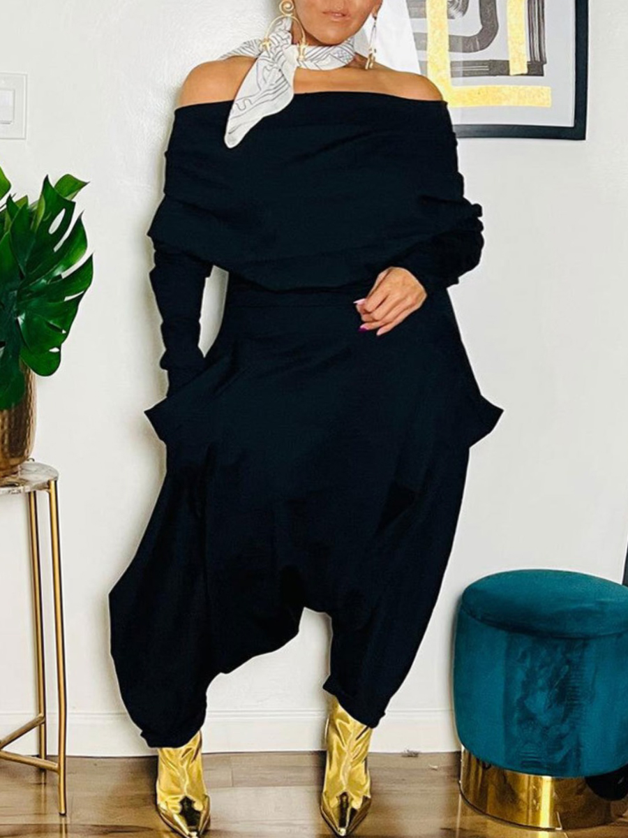 LW Plus Size Off The Shoulder Loose Harlan Jumpsuit