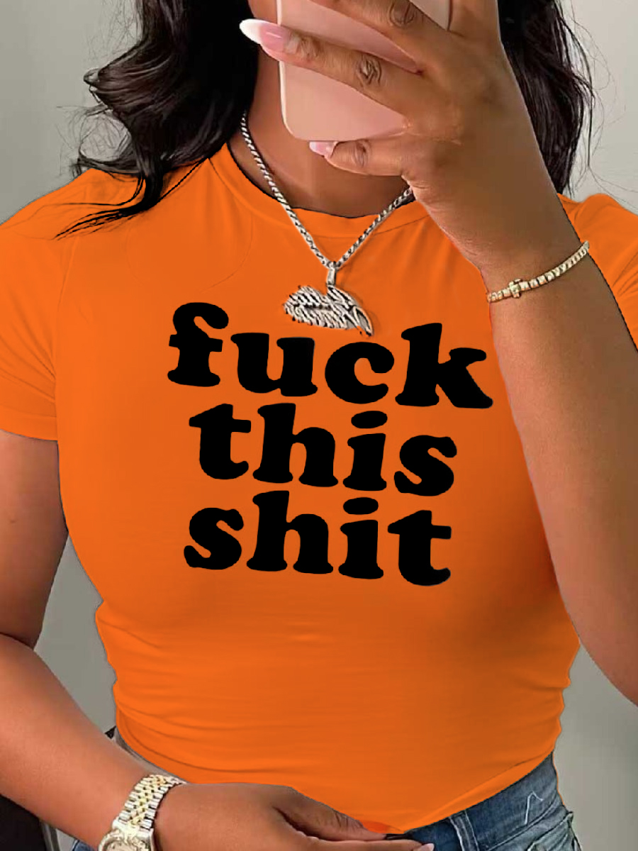 LW Plus Size Letter Print Skinny T-shirt