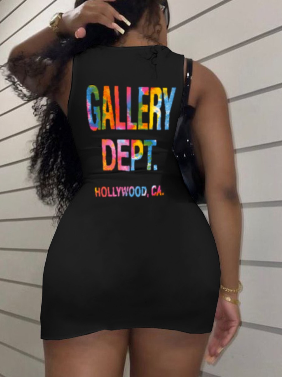 LW Letter Print Bodycon Cami Dress