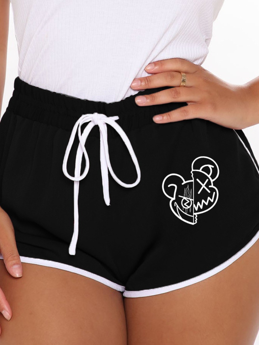 LW Cartoon Print Drawstring Shorts