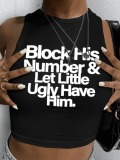 LW Block His Number Letter Print Camisole