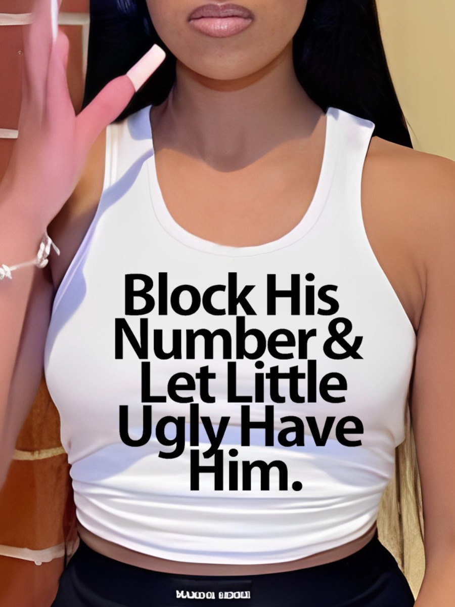 LW Plus Size Block His Number Letter Print Camisole