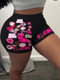 LW Plus Size Heart Letter Print High Stretchy Shorts