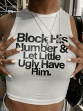 LW Block His Number Letter Print Camisole