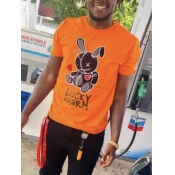 LW Men Cartoon Letter Print T-shirt
