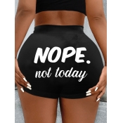 LW Plus Size Nope Not Today Letter Print Shorts