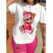 LW Plus Size Bear Cartoon Print Regular Fit Shorts