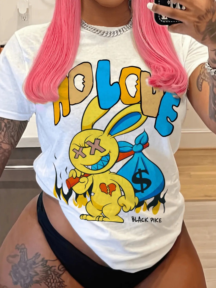 LW Cartoon Love Letter Print T-shirt