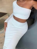 LW Plus Size One Shoulder Crop Top Skinny Skirt Set