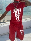 LW Men Just Do It Letter Print Drawstring Shorts Set