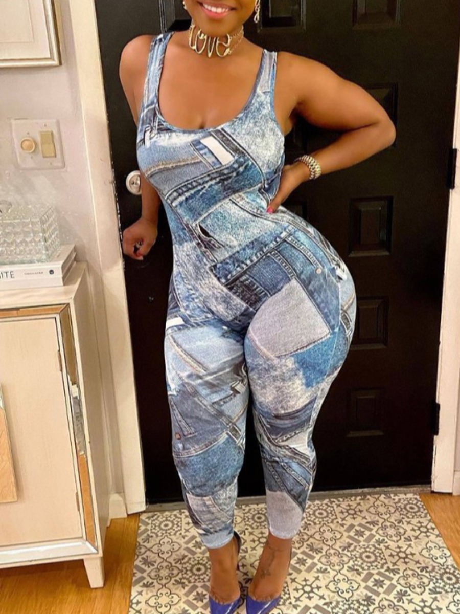 LW BASICS Plus Size Color Block Cami Jumpsuit