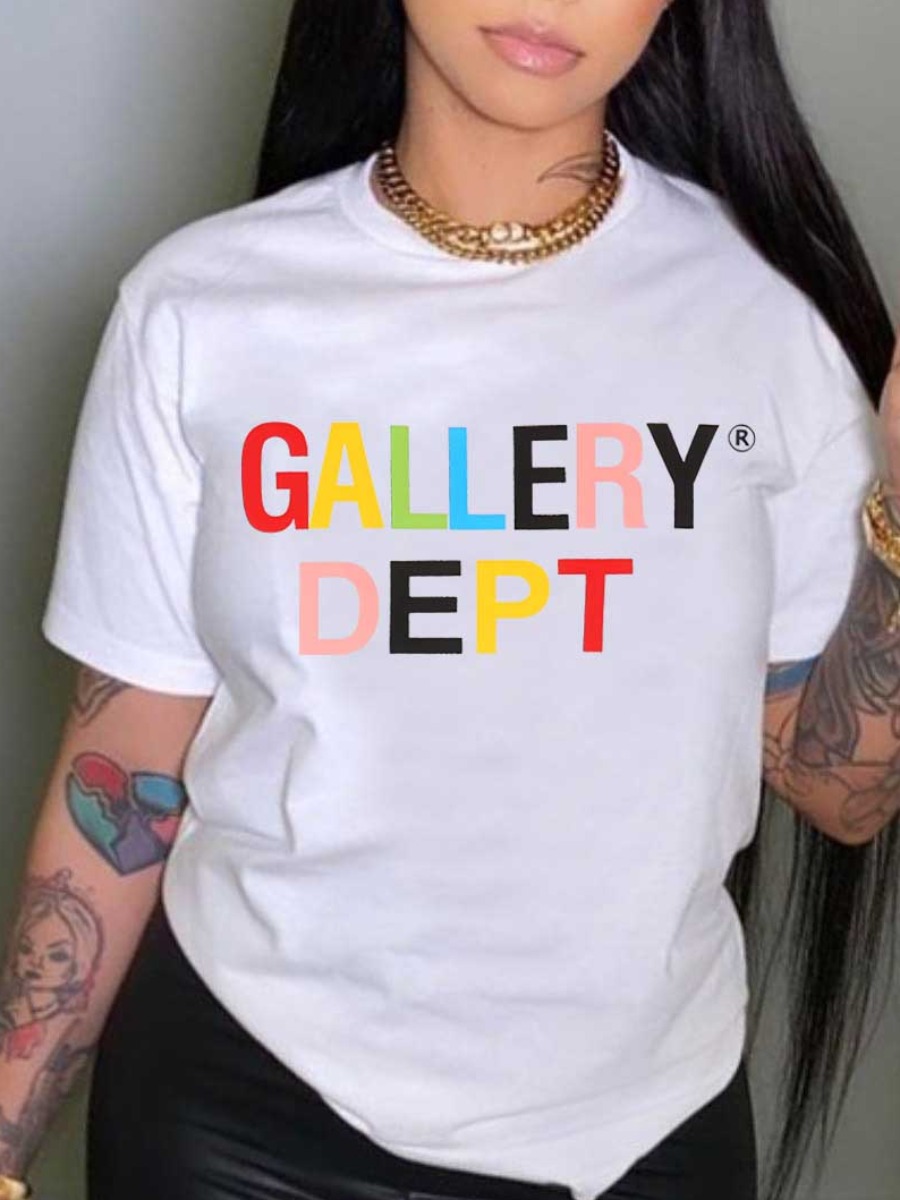 LW Letter Print Patchwork T-shirt