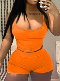 LW BASICS Plus Size Cami Skinny Stretchy Shorts Set
