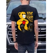 LW Men Bear Cartoon Love Letter Print T-shirt