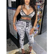 LW Crop Top Mixed Letter Print High Stretchy Pants