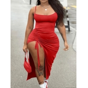 LW SXY Plus Size Drawstring Thigh Slit Cami Dress