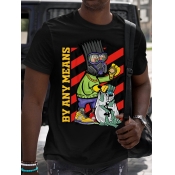 LW Men Cartoon Letter Print T-shirt