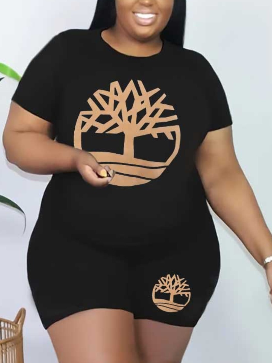 LW Plus Size Geometric Print Regular Fit Shorts Se