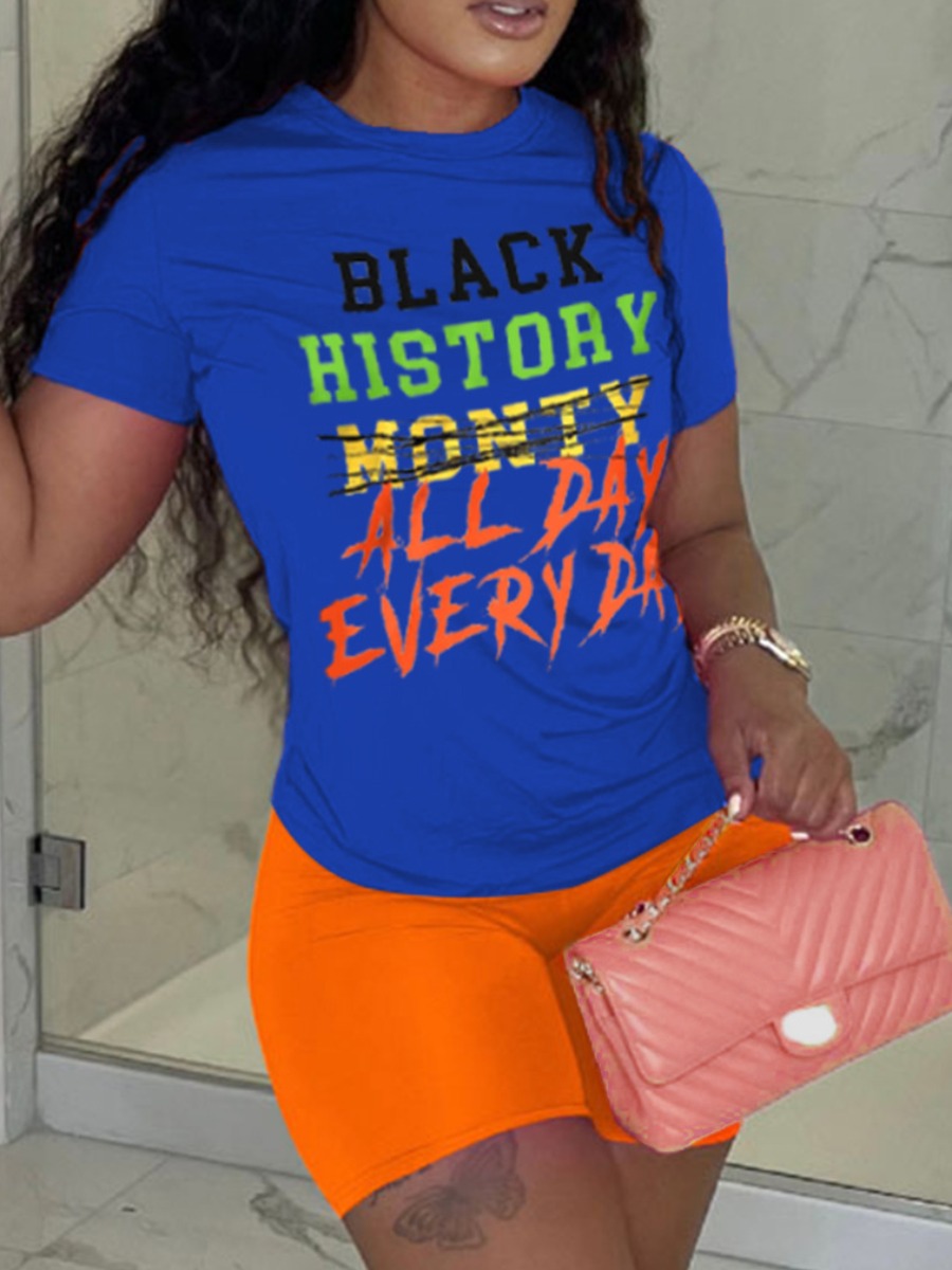LW History Month Letter Print Shorts Set