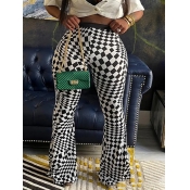 LW Plus Size Plaid Print Flared High Stretchy Pant