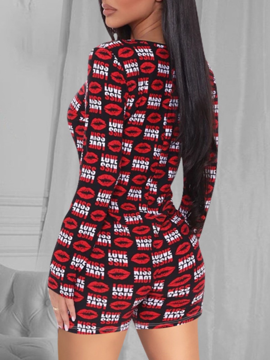 LW Letter Lip Print Romper