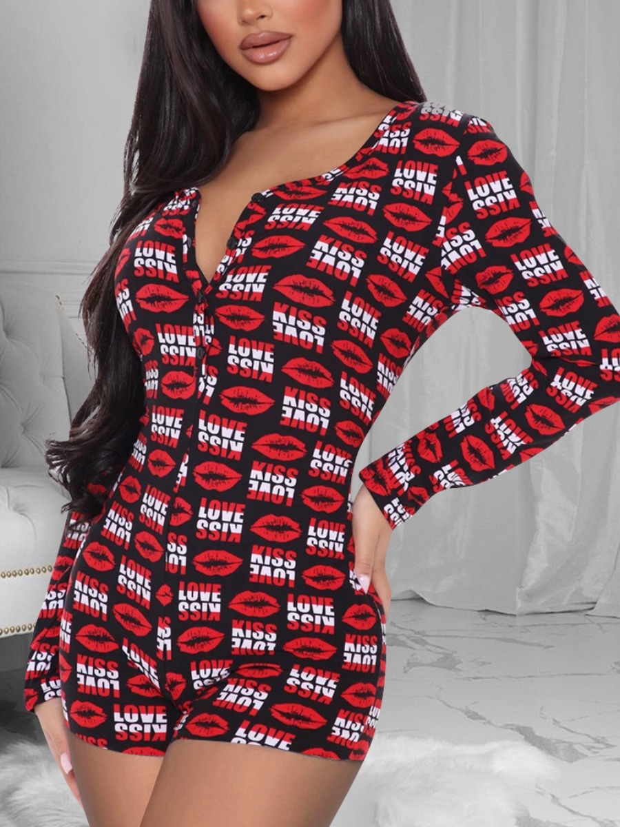 LW Letter Lip Print Romper