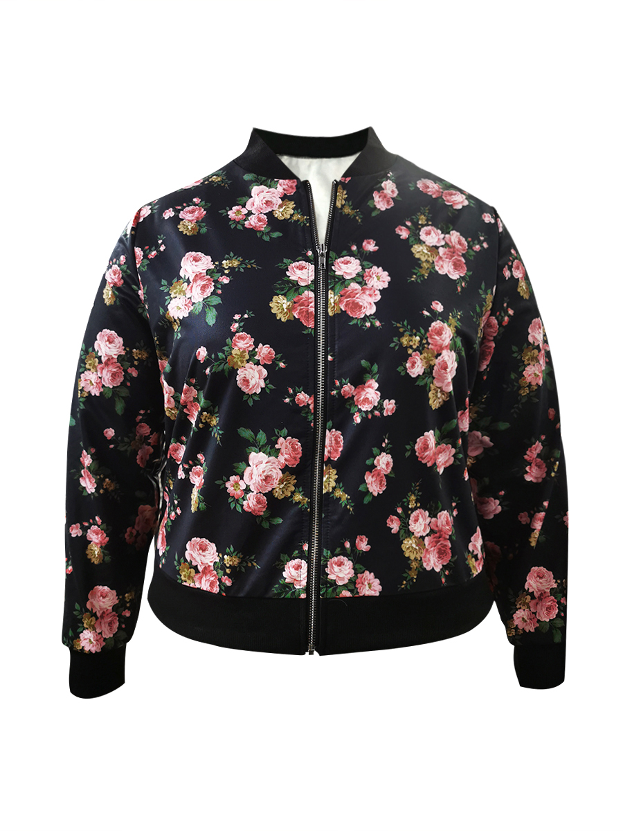 LW Plus Size Rose Flower Print Jacket 5X