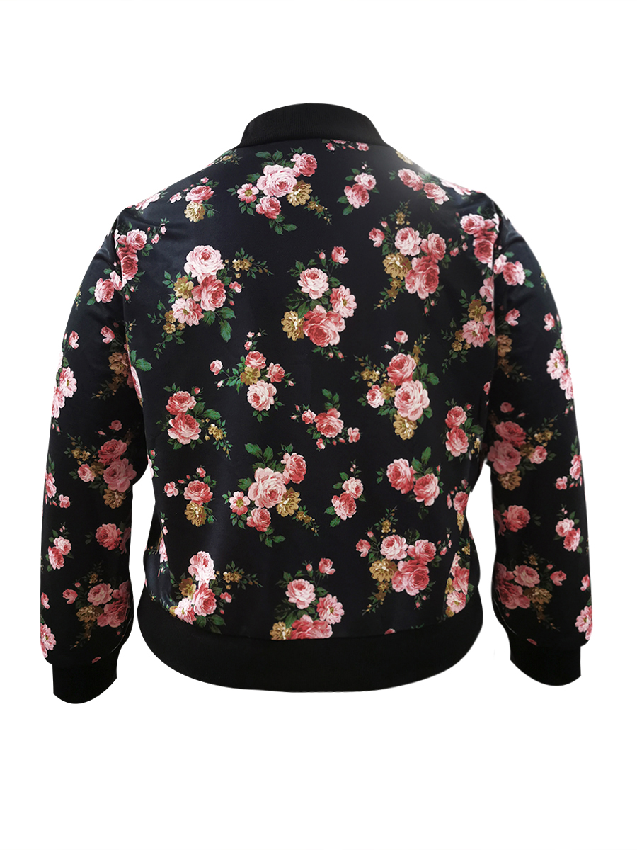 LW Plus Size Rose Flower Print Jacket 5X