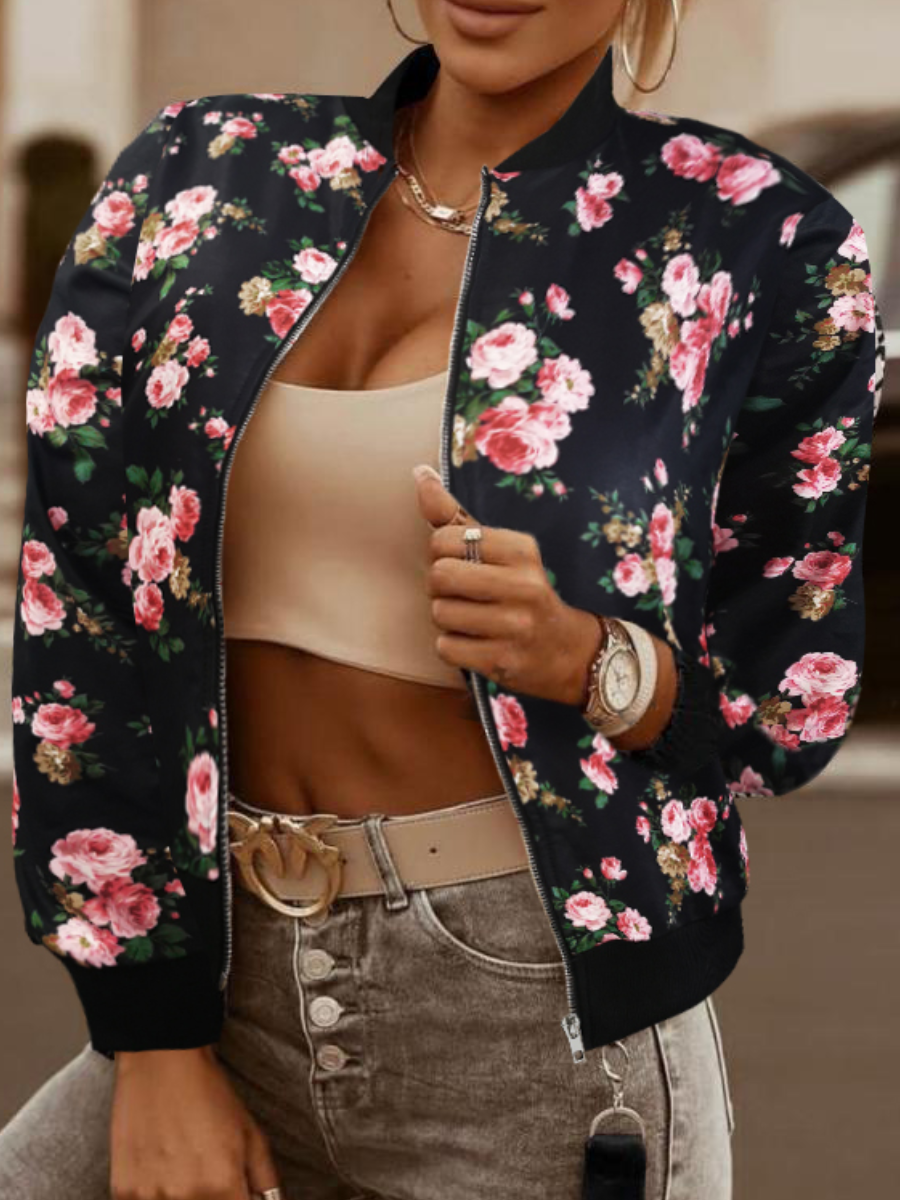 LW Plus Size Rose Flower Print Jacket 5X