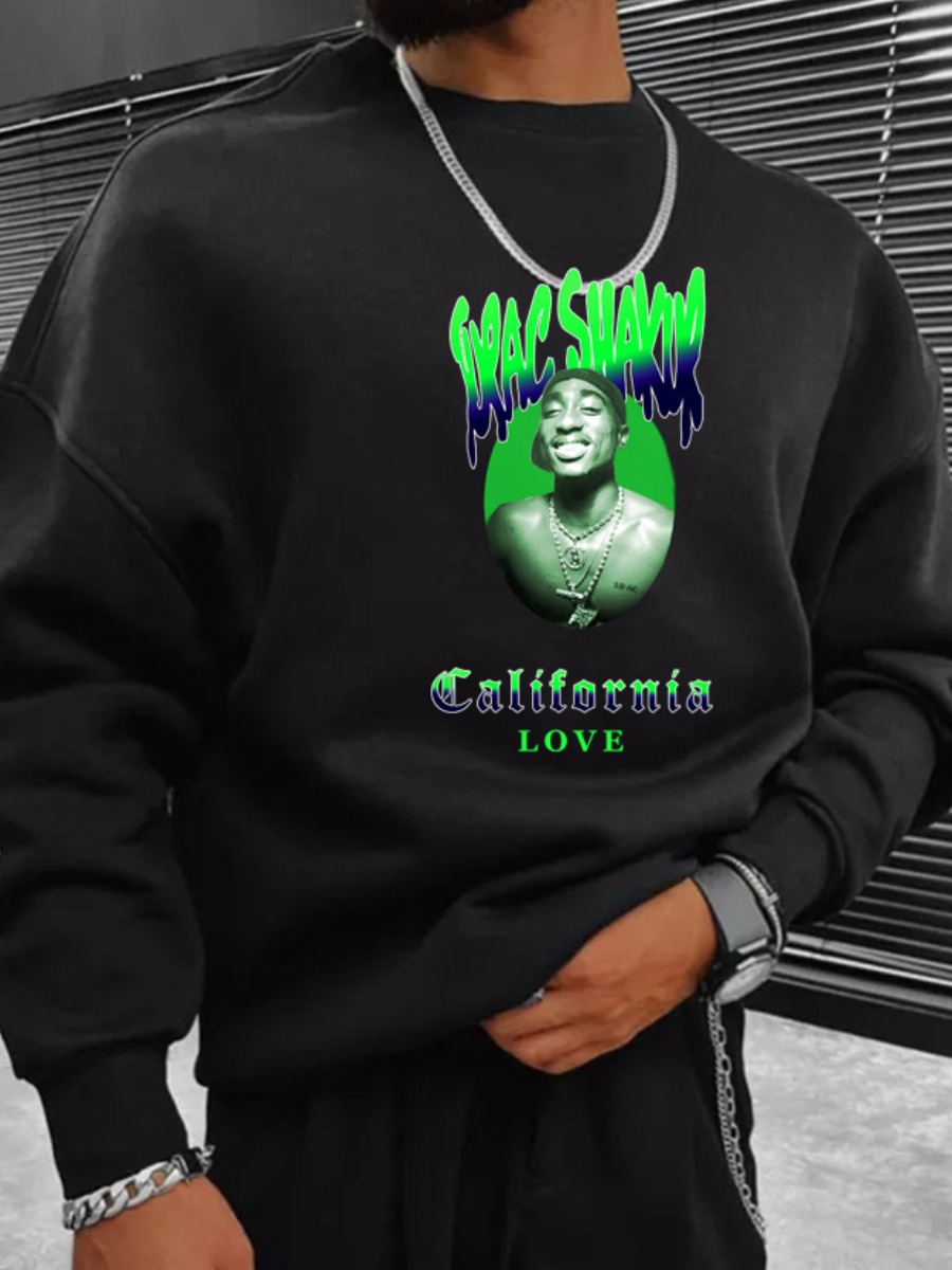 LW Men Dropped Shoulder Figure Letter Print Sweats