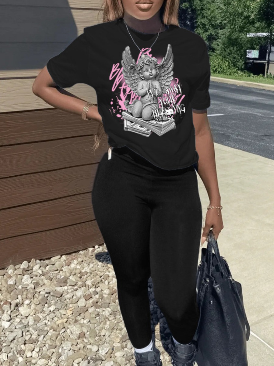 LW Money Figure Letter Print Pants Set