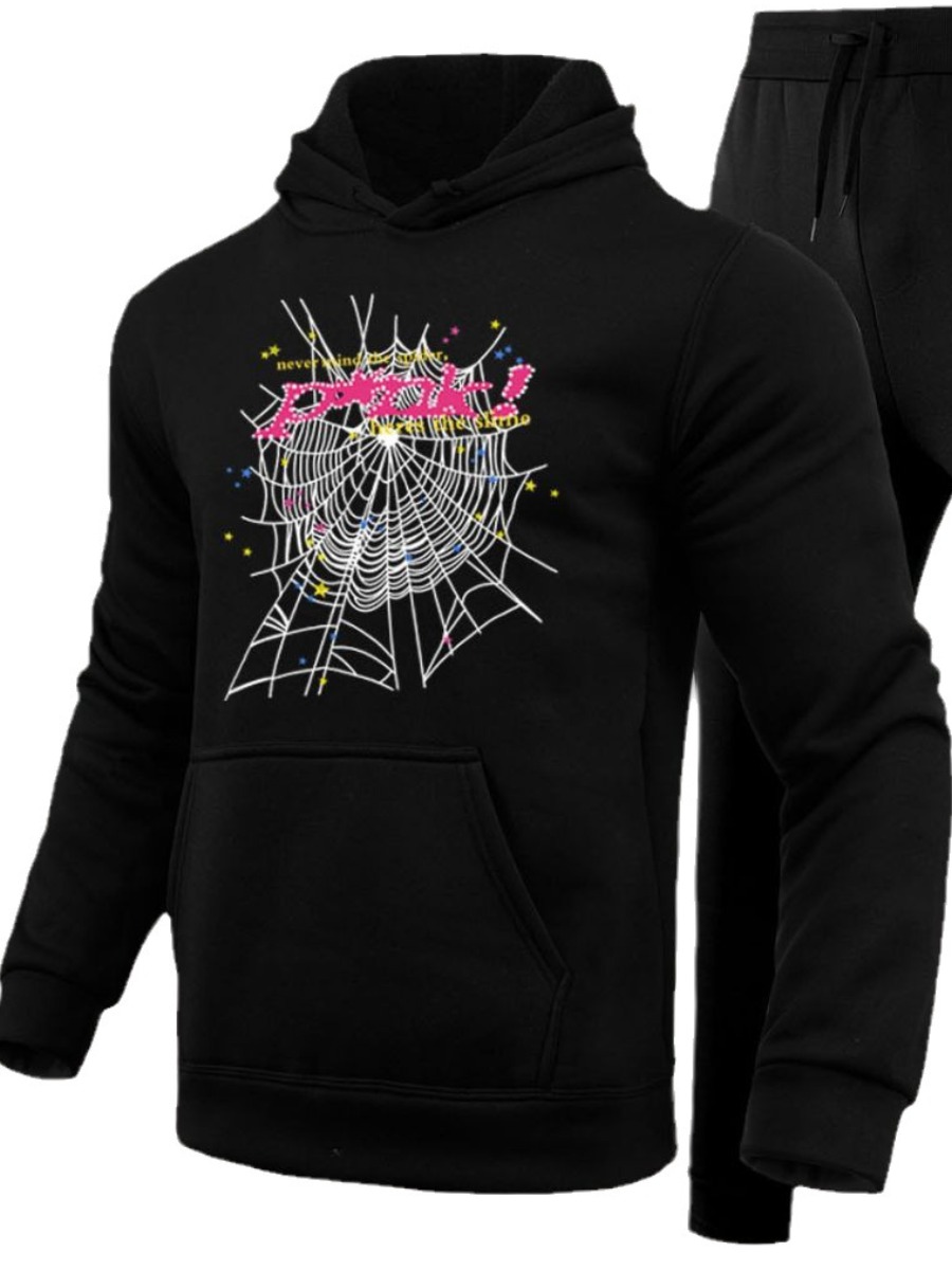 LW Spider Web Kangaroo Pocket Tracksuit Set