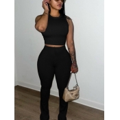 LW BASICS Vests Plain Two-piece Pants Set