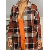 LW Plaid Print Woolen Trench Coat