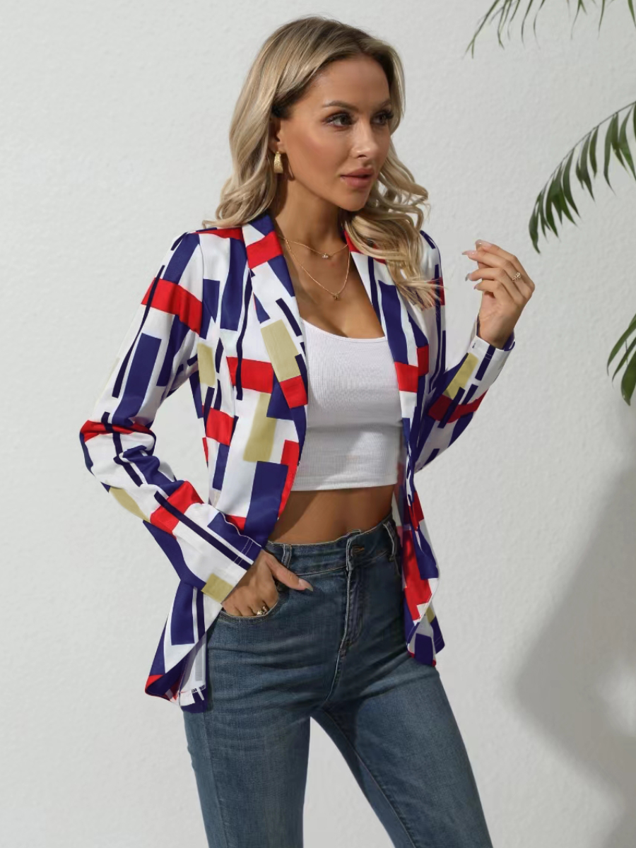 LW Geometric Print Patchwork Blazer