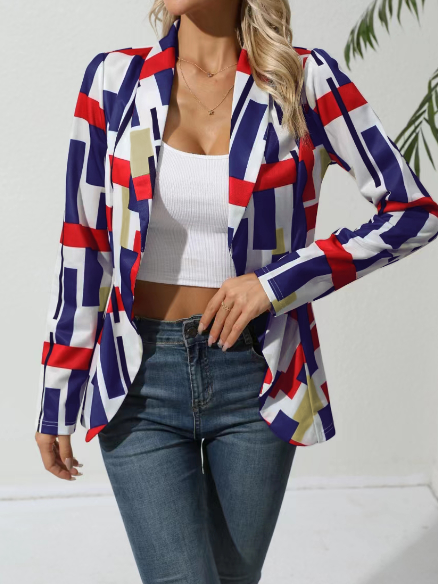 LW Geometric Print Patchwork Blazer