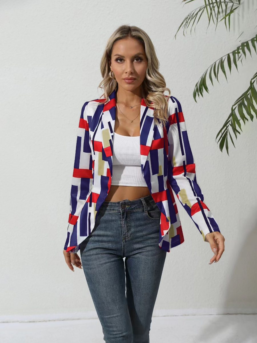 LW Geometric Print Patchwork Blazer