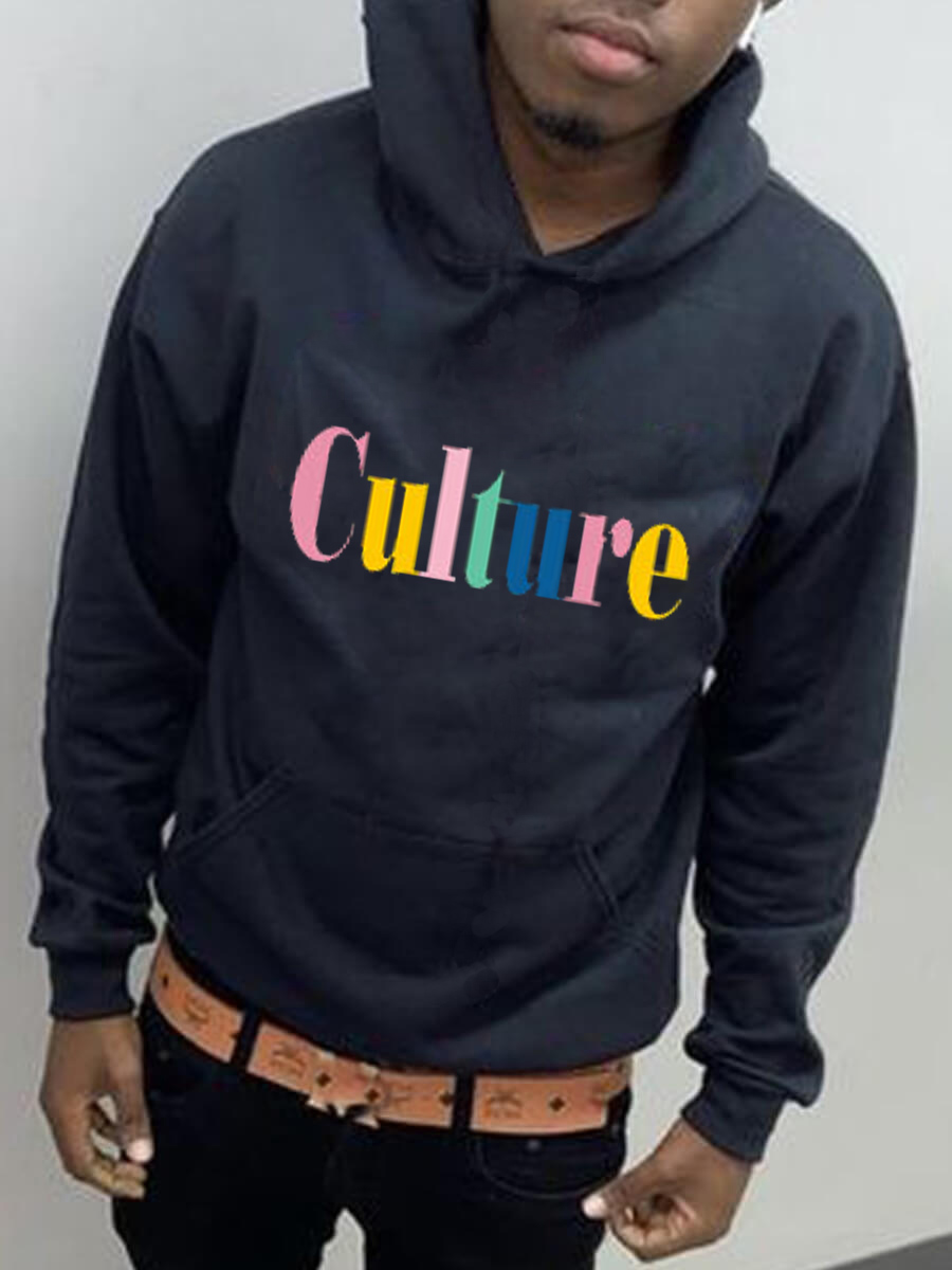 LW Men Culture Letter Print Hoodie