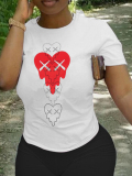 LW Heart Print Patchwork T-shirt