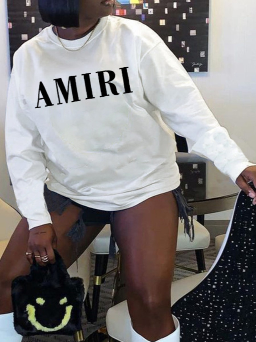 LW Round Neck Letter Print Sweatshirt