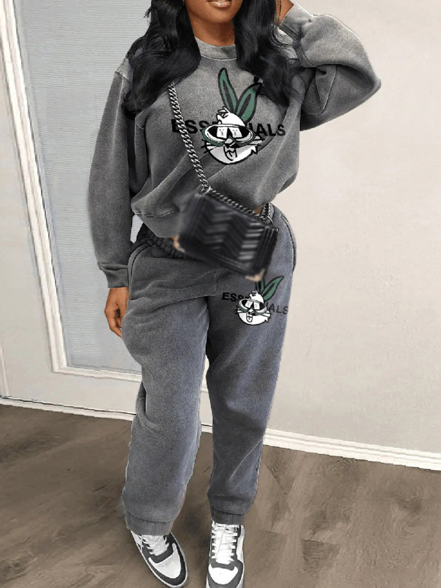 LW Cartoon Letter Print Pants Set