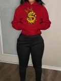 LW Crown Letter Print Kangaroo Pocket Tracksuit Set