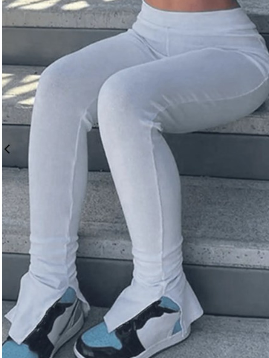 LovelyWholesale BASICS Split Solid Color Leggings Spring|Fall Casual Split Square Collar Spring Summer 2024