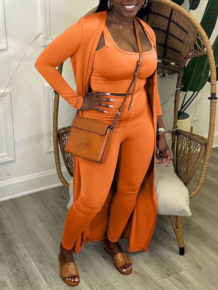 LovelyWholesale Cami High Waist Skinny Pants Set Fall Long Sleeve Casual Vests Square Collar Spring Summer 2024